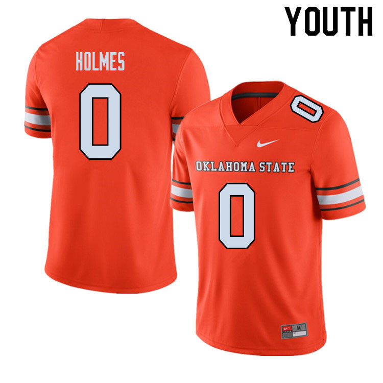 Youth #0 Christian Holmes Oklahoma State Cowboys College Football Jerseys Sale-Alternate - Click Image to Close